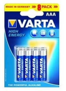 Varta didelės energijos AAA, Vienkartinės baterijos, Šarminės, 1,5 V, 8 vnt., Mėlyna, Sidabras, AAA