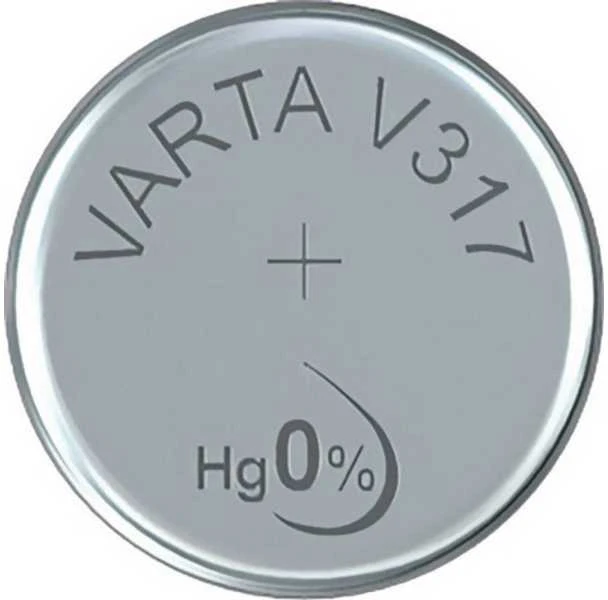 Varta-V317, Vienkartinė baterija, Sidabro oksidas (S), 1,55 V, 1 vnt., Hg (gyvsidabris), Sidabras