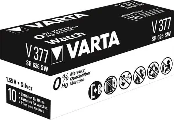 Varta 377 sidabrinis oxide button cell batteries
