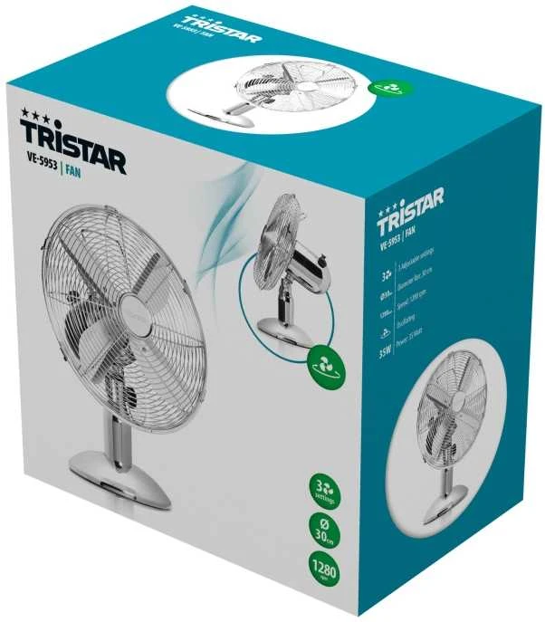 Ventiliatorius Tristar VE-5953 Desk Fan Greičių skaičius 3 35 W Oscillation Diameter 30 cm Nerūdijantis plienas