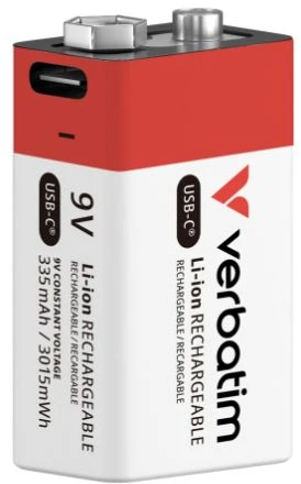 Verbatim 30251 USB-C Įkraunama baterija Li-ion 9V 335mAh (1 vnt pakuotėje)