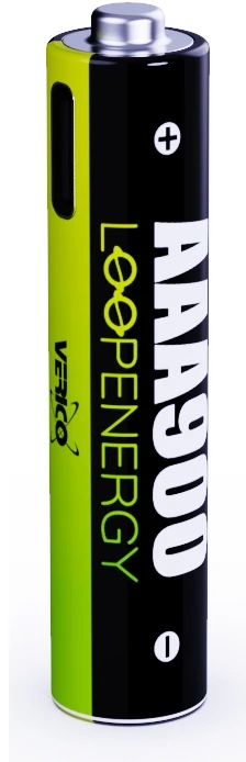 Verico LoopEnergy 4 pakuočių AAA įkraunamos baterijos, įkraunamos per USB-C