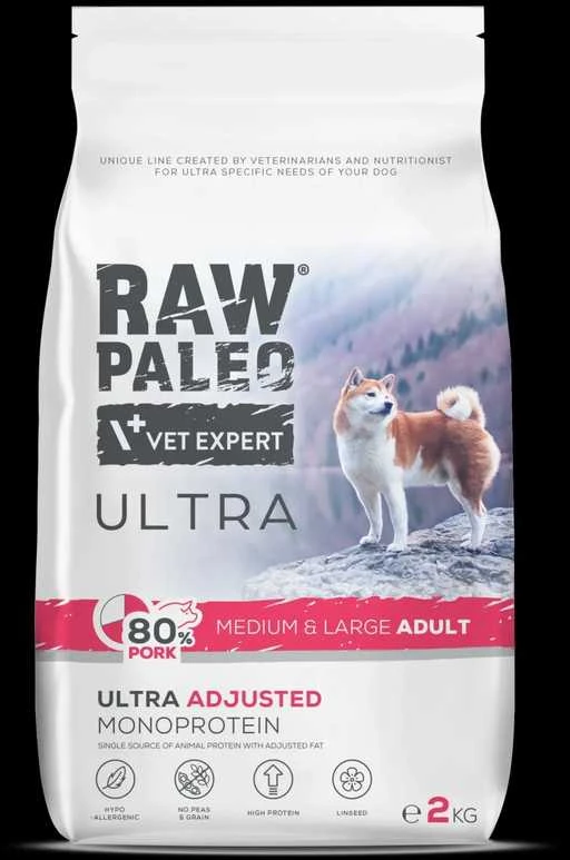 RAW PALEO Ultra Pork Medium & Large Adult - sausas šunų ėdalas - 10 kg