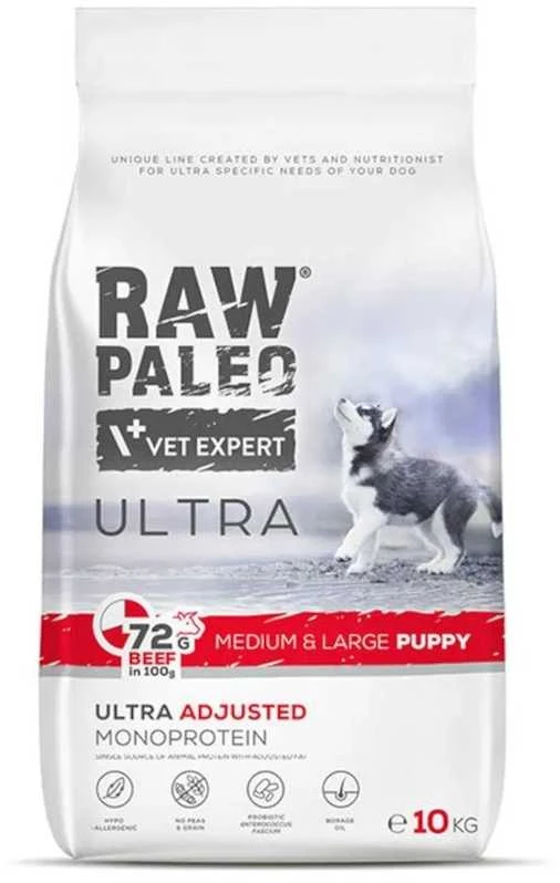 Vetexpert Šunų maistas - RAW PALEO Ultra Medium & Large Puppy jautiena 10 kg