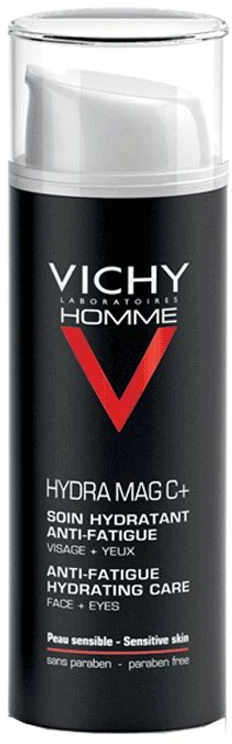 Vichy Homme Hydramag C Anti Fatigue Hydrating Care drėkinantis veido ir akių kremas vyrams, 50 ml