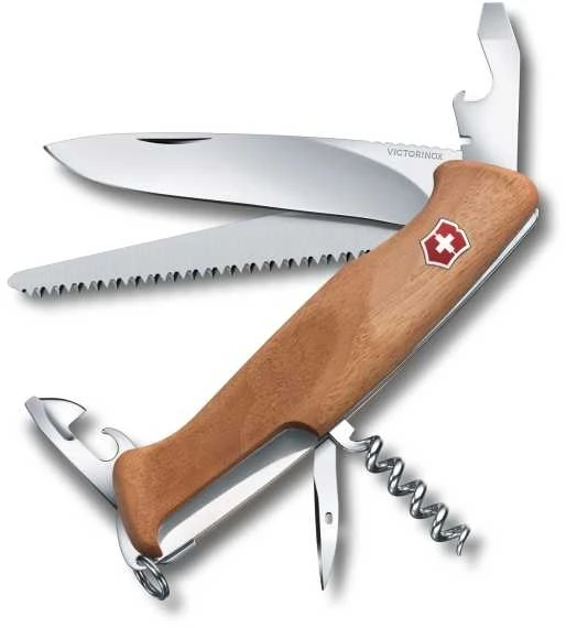 Šveicarija Victorinox Ranger 55 Wood kišeninis peilis su riešutmedžio kriaunomis