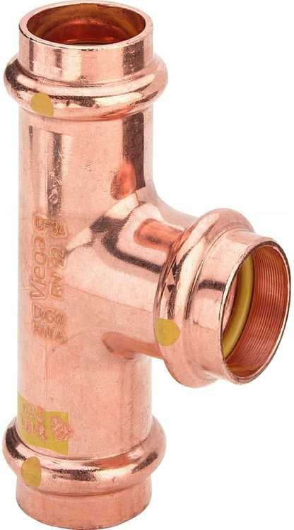 VIEGA Profipress dujų trišakis 22 mm x 1/2", pagamintas iš pistoleto metalo, su SC-Contur ir vidiniu sriegiu