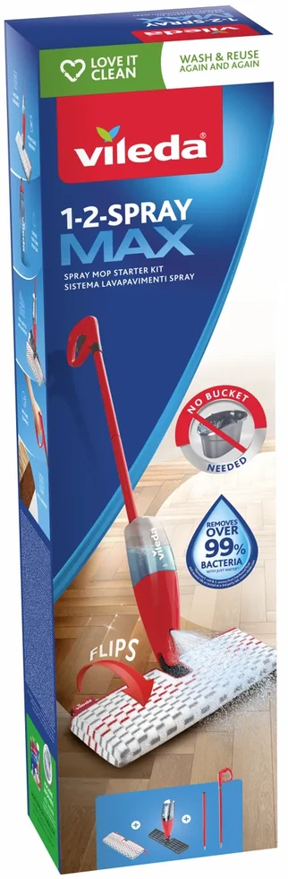Grindų valymo šepetys su purkštuku Vileda 1 2 SPRAY MAX Box