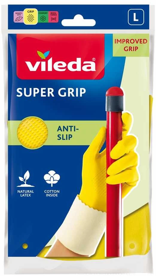 VILEDA Super Grip neslystančios namų ruošos pirštinės, L dydis, 1 pora