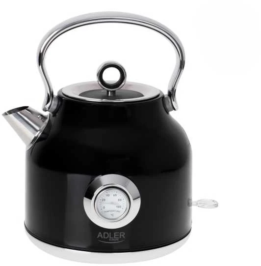 Adler | Virdulys with a Thermomete | AD 1346b | Electric | 2200 W | 1.7 L | Nerūdijantis plienas | 360° rotational base | Juodas