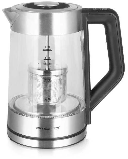 EMO Emerio WK-122730 elektrinis virdulys 1,7 L 2200 W Juoda, Sidabras, Permatomas