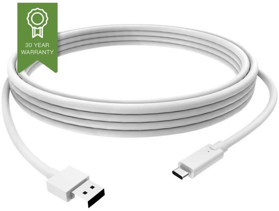 Vision VISION profesionalus USB-C į USB-A laidas, skirtas montavimui – 30 metų garantija – 5 Gbps pralaidumas – palaiko 3 A įkrovimo srovę – USB-C 3.1 (M) į USB-A 3.0 (M) – 4,0 mm išorinis skersmuo – 22 + 30 AWG 1 m – baltas