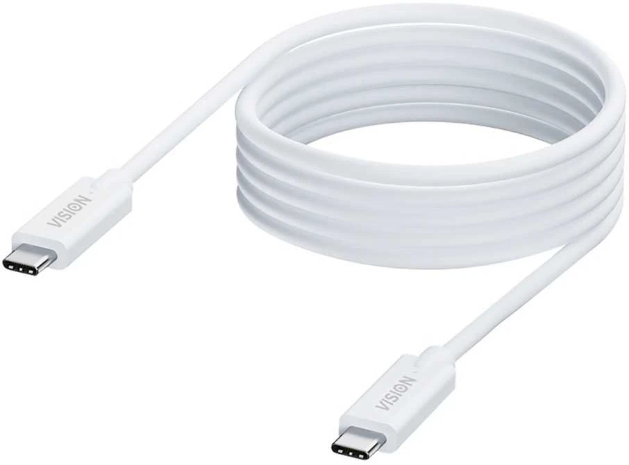 Kabelis USB Vision USB-C - USB-C 2 m Baltas (TC 2MUSBC)