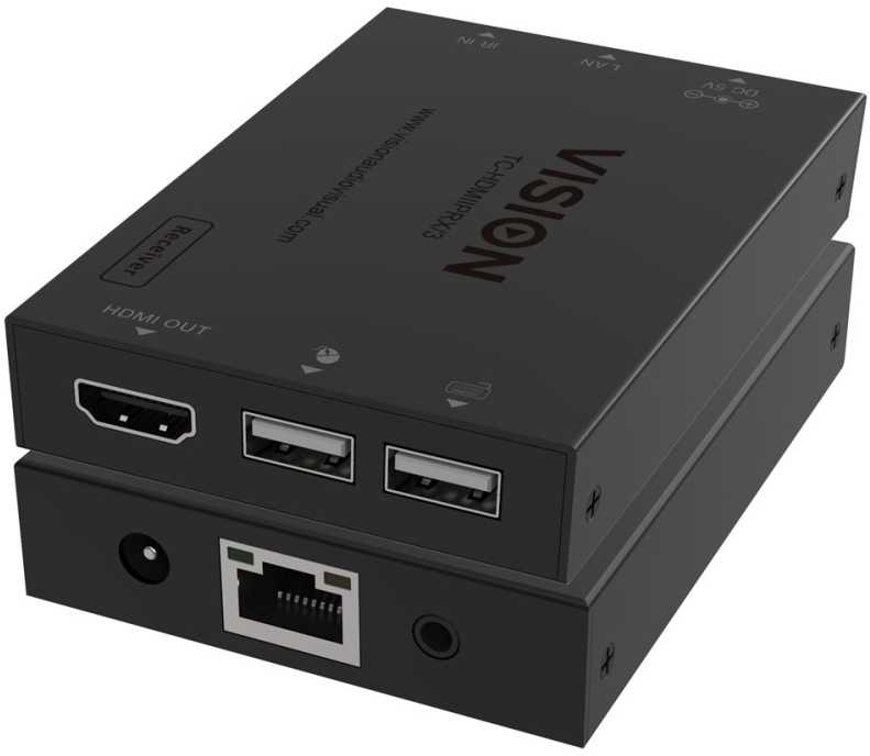 „AV Vision HDMI-IP imtuvo signalo perdavimo sistema – tik imtuvas. Siųstuvą reikia įsigyti atskirai. Perduoda HDMI 1:1 arba 1:n. Perduoda USB 1.1. Įjunk ir naudok. IR perdavimas. Jei yra tik vienas imtuvas, jį galite prijungti tiesiogiai prie...“