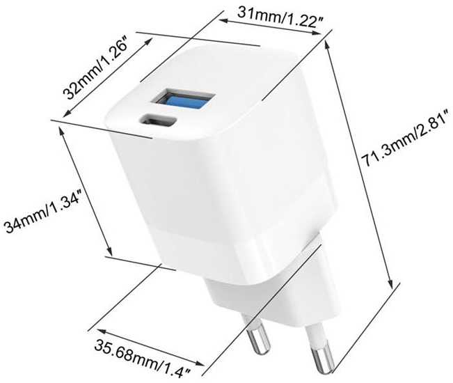 Įkroviklis Vision na 30W QC 3.0 1 1 3A (TC-PUSBEU/30)
