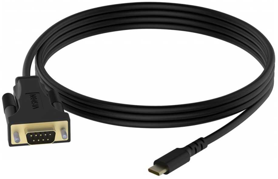 Kabelis USB Vision Professional serijinis USB-C (M) į DB-9 (M) Juodas (TC-USBCSER/BL)