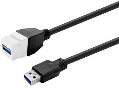 Kabelis USB VivoLink Keystone PROKEYUSB3AFM5W USB 3.0 A-F/A-M Baltas