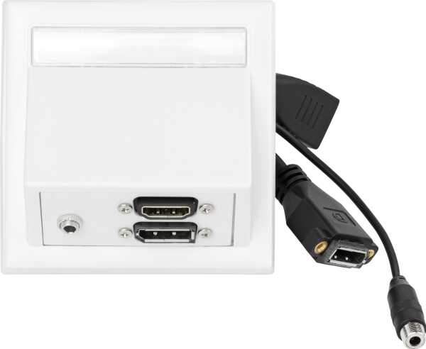 „VivoLink WI221292“ maitinimo lizdas, HDMI + DisplayPort + 3,5 mm, baltas
