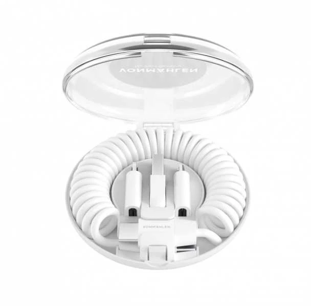 USB kabelis Vonmählen USB-A + USB-C - USB-C + Žaibas 0,75 m baltos (ALC00002)
