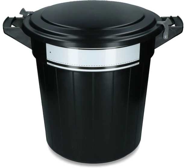 Vplast Šiukšlių konteineris Oregon Storage bucket 80 l, juodas, su dangčiu, užraktu ir užrašų etikete, 1 vnt.