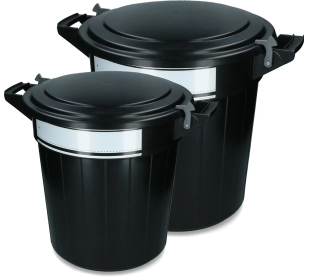 Vplast Šiukšlių konteineris Oregon Storage bucket 80 l, juodas, su dangčiu, užraktu ir užrašų etikete, 1 vnt.