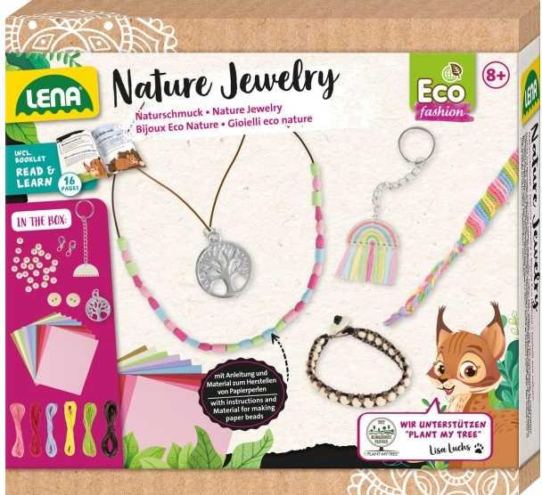 Lena „Eco Nature Jewelry craft“ papuošalų kūrimo rinkinys vaikams, nuo 8 metų, įvairių spalvų