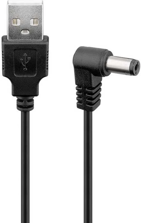 DC maitinimo kabelis USB A – 5.5×2.1mm 5V 1A juodas Goobay