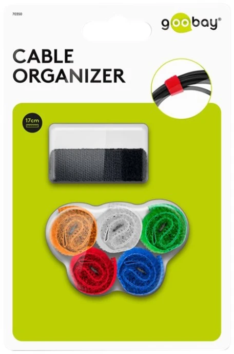 Goobay Cable management set with hook-and-loop fastener (17cm) 70350 mėlynas, žalias, oranžinis, red, juodas, baltas