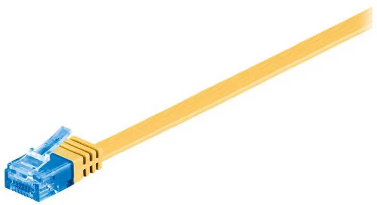 Wentronic Goobay CAT 6A plokščias jungties kabelis, U/UTP, geltonas – laido ilgis 2 m