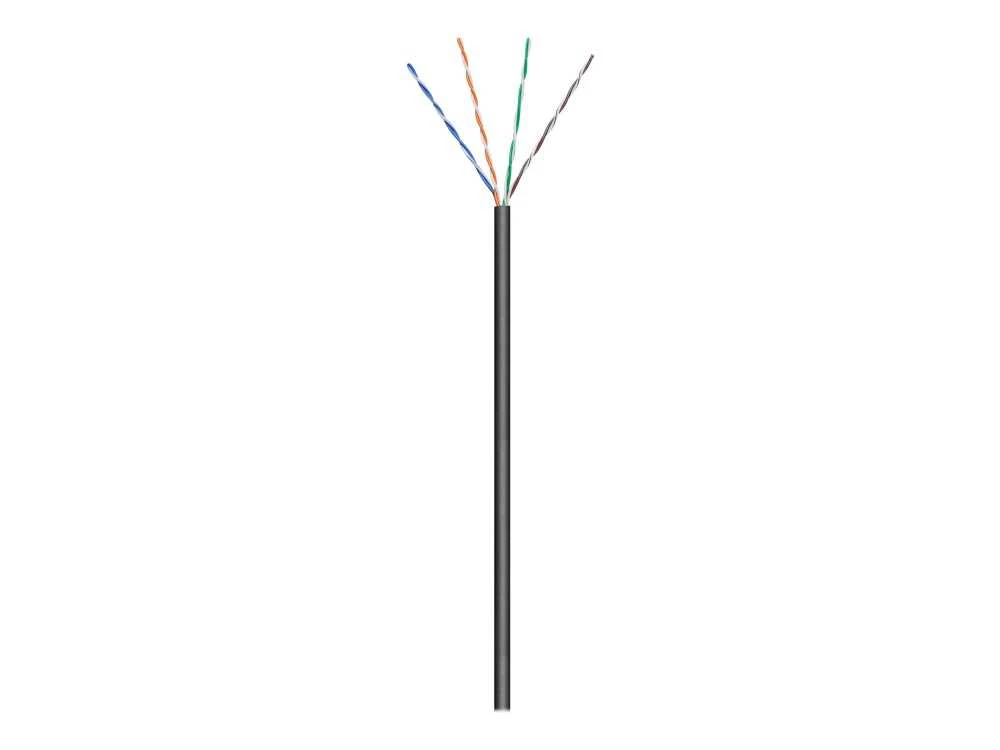 Goobay lauko tinklo kabelis | CAT 5e U/UTP | AWG 26/7 | Kabelio ilgis: 100 m | Juodas
