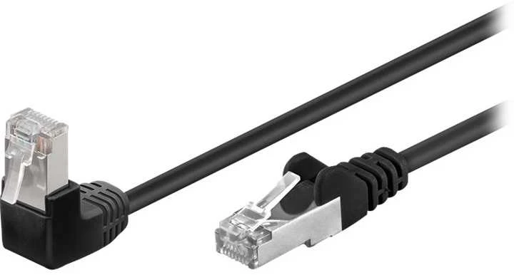 Goobay Trumpas kabelis LAN Patchcord CAT 5E F/UTP 1x90 JUODA 1m