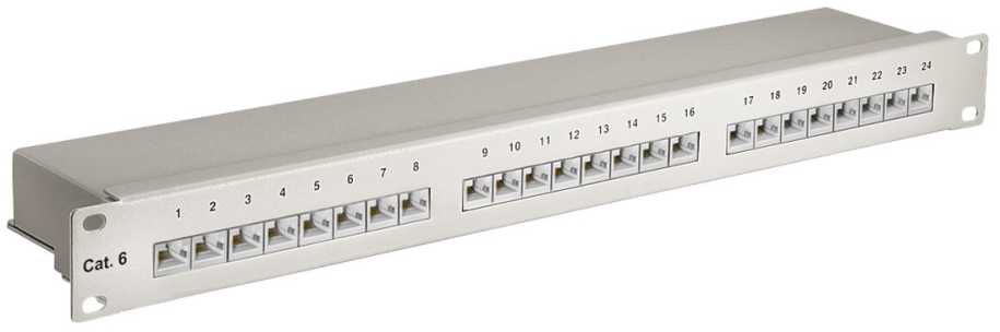 Wentronic Triton CAT 6 Patch Panel 19 colių (48,3 cm), 24 prievadų – pilka spalva