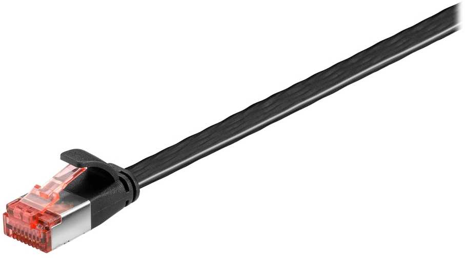 Wentronic Goobay CAT 6 plokščias kabelis, U/FTP, juodas - Kabelio ilgis 15 m