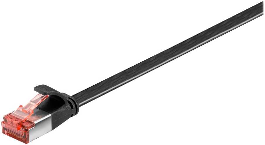 Wentronic „Goobay“ CAT 6 plokščias jungiamasis kabelis, U/FTP, juodas - Kabelio ilgis 1 m