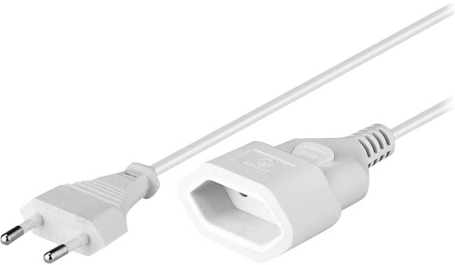 Wentronic „Goobay“ maitinimo laido prailgintuvas su europiniu kištuku, 2 m, „Balta“ - laido ilgis 2 m
