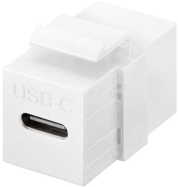 Goobay Keystone modulis USB-C jungtis, USB 3.2 Gen 2 (10 Gbit/s), balta, plokščia, balta, USB C, USB C, moteriška, moteriška
