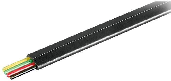 Wentronic Goobay Plokščias telefono kabelis, 4 laidininkų, 100 m ritinėlis, AWG 28, CCA (variu dengtas aliuminis) - Spalvota versija: juoda