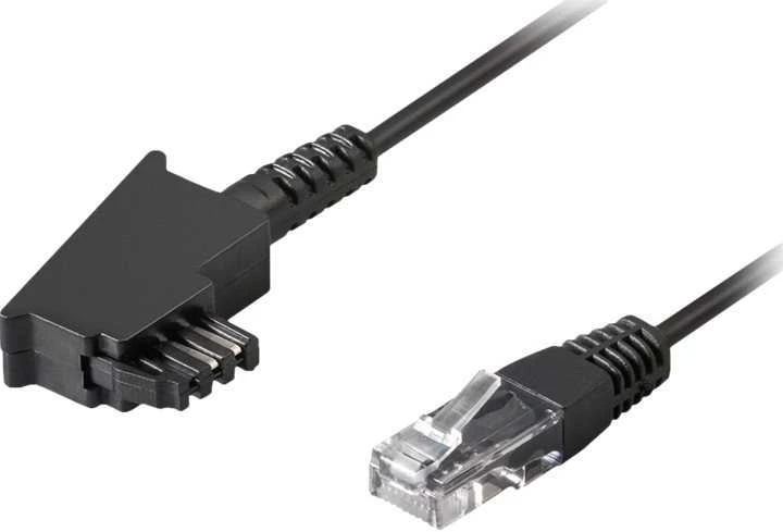 goobay TAE Anschlusskabel DSL/VDSL, Kabelis juodas, 15 Meter