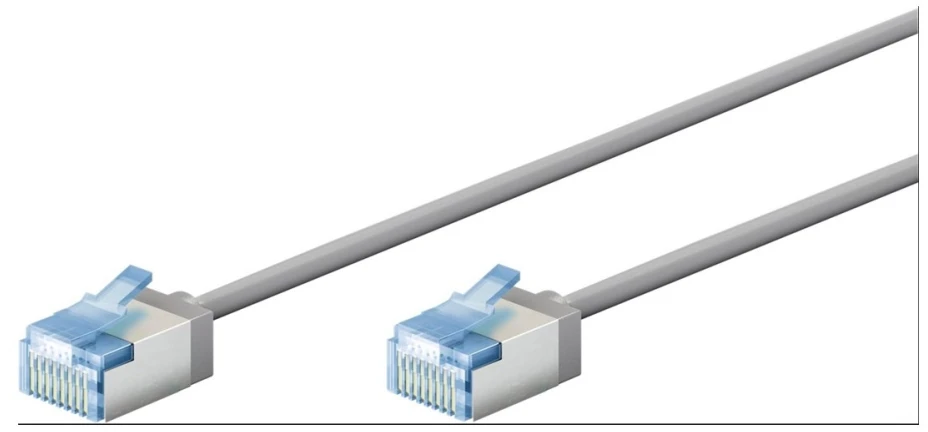 Wentronic Goobay Itin lankstus CAT 6A pataisinis kabelis, plonas, U/FTP, pilkas - Kabelio ilgis 15 m