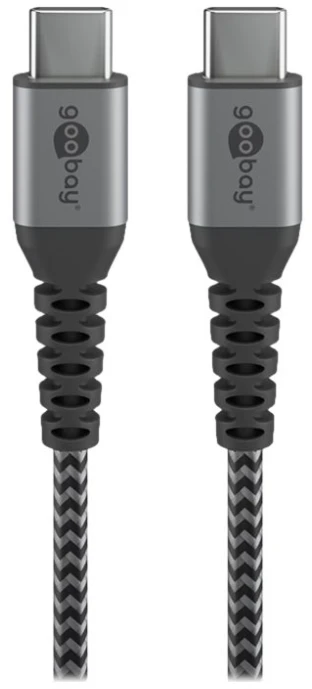 „Wentronic goobay“ – USB kabelis – USB-C (M) – USB-C (M) – USB 2.0 – DC 5 V – 3 A – 50 cm – juodas, sidabrinis (49301)