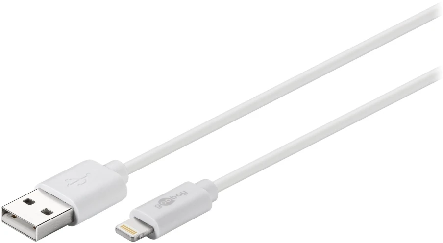„Goobay Lightning“ į USB 2 m baltas [Apple MFI sertifikuotas / sinchronizavimo / įkrovimo kabelis / duomenų kabelis]
