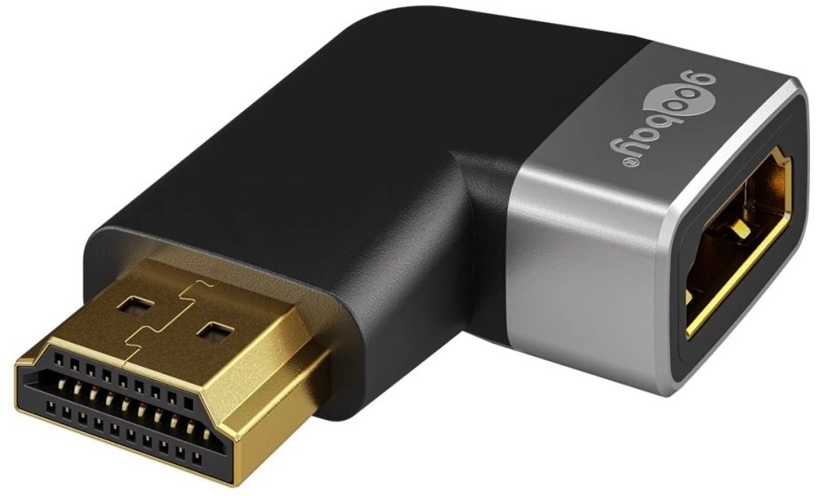 Goobay HDMI Angled Adapteris 270° Horizontal, 8K @ 60 Hz, Gold-Plated, Juodas/Sidabrinis | 72012