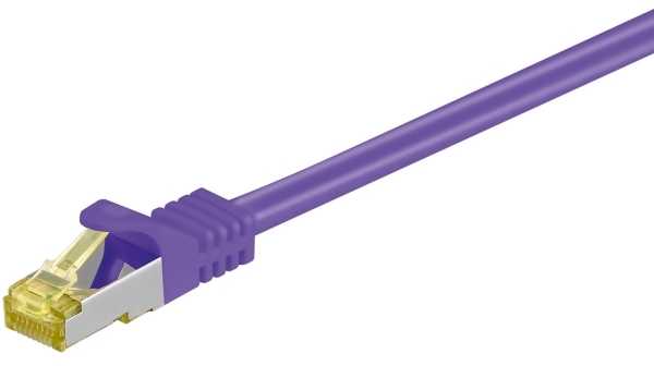 Wentronic Goobay RJ45 pataisinis kabelis, CAT 6A S/FTP (PiMF), 500 MHz su CAT 7 neapdorotais kabeliais, purpurinė – laido ilgis 15 m