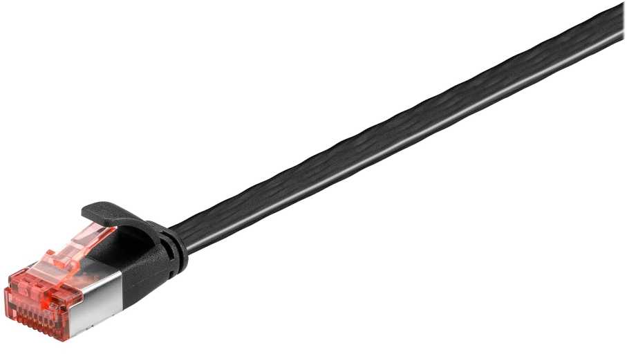 Wentronic Goobay CAT 6 plokščias kabelis, U/FTP, juodas - Kabelio ilgis 7,5 m