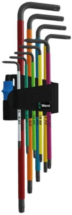 Wera 967/9 Multicolour ilgų TORX raktų rinkinys (TX8-TX40, 9 dalių)