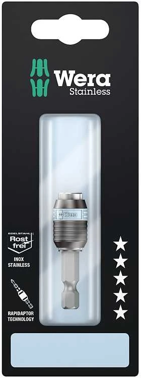 Grąžtas Greitos fiksacijos antgalių laikiklis Wera nerūdijantis Rapidaptor, 1/4" x 50mm, 3888/4/1 K, blisteryje