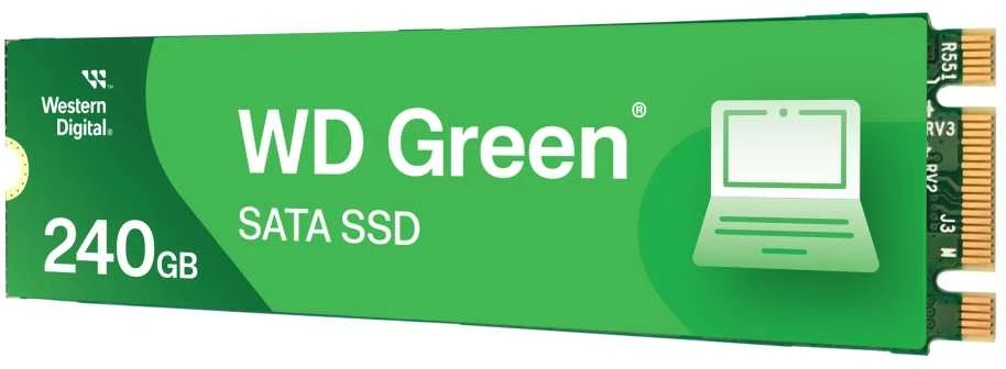WD Žalias SATA 240GB vidinis SSD kietojo kūno diskas - SATA 6Gb/s M.2 2280 - WDS240G3G0B, maitinamas „SANDISK“
