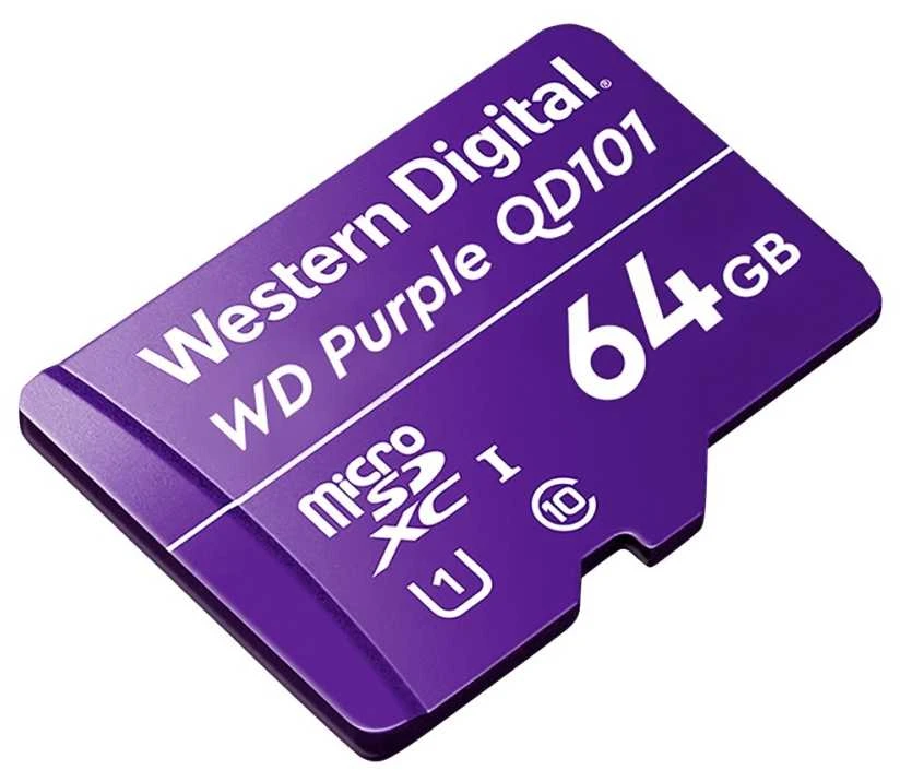 Atminties kortelė Western Digital WD Violetinė 64GB Surveillance Micro SD XC Class - 10 UHS 1
