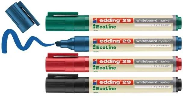 Baltos lentos žymeklis Edding 29 EcoLine, asortimentas, 1-5 mm, nuožulnus galiukas - su 4 vnt.