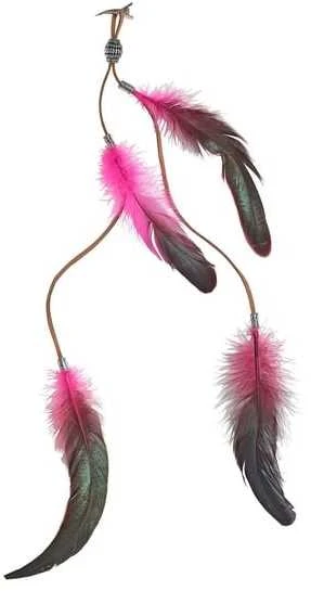 Plaukų segtukas su rožinėmis plunksnomis